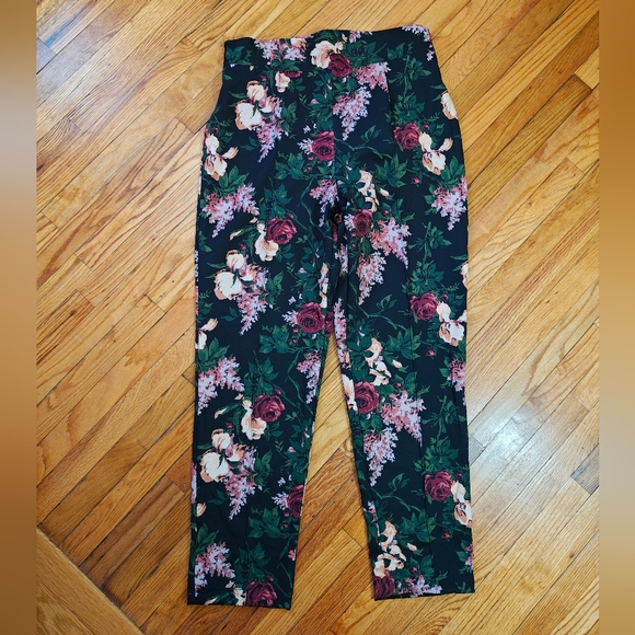 Pinup Girl Clothing Laura Bynes Dark Bella Floral Pants 2xl - Picture 1 of 4